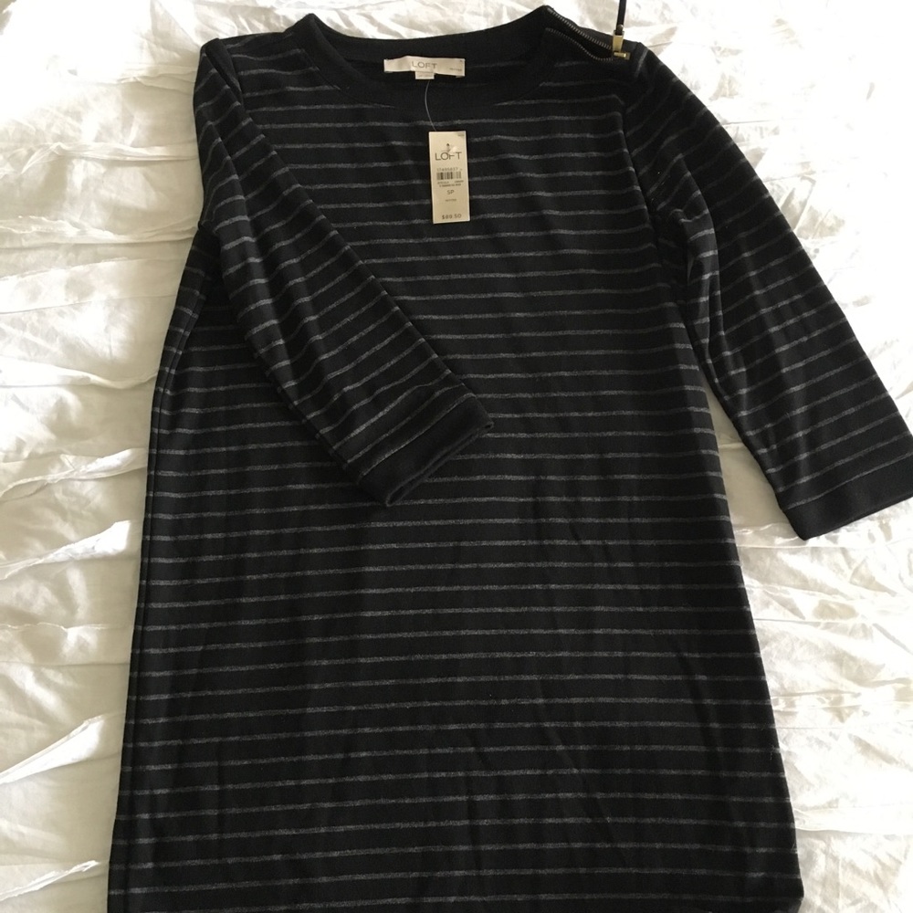 LOFT striped dress (NWT) with zipper shoulders
